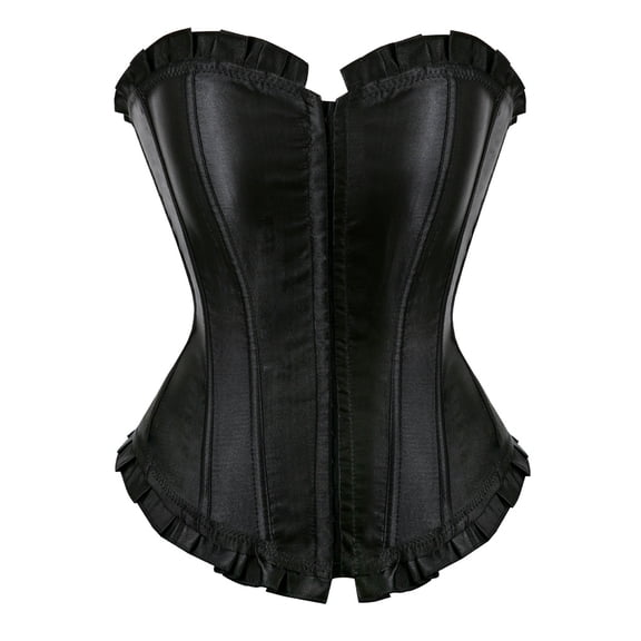 Corsets for Women Overbust Bustier Wedding Lace Up Boned Plus Size Bodyshaper Costume Top Black 6XL