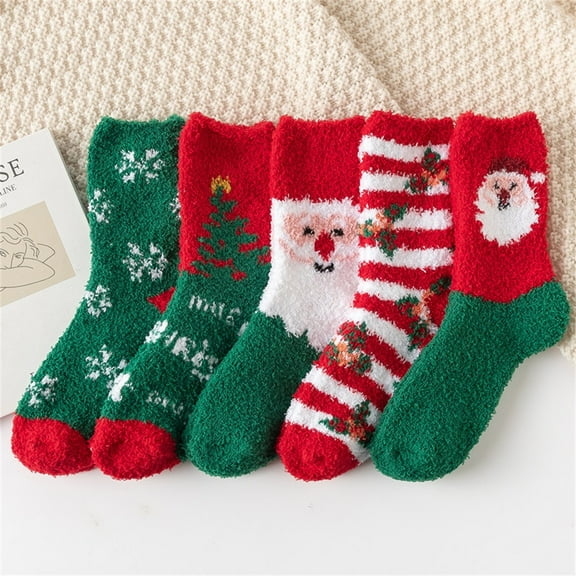 5 Pairs Christmas Fuzzy Socks for Women Super Soft Fluffy Plush Slipper Socks, Fuzzy Christmas Socks Cozy Gifts Socks For Women Girls