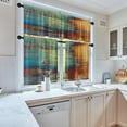 thumbnail image 2 of 36 Inch Kitchen Curtains Farmhouse Window Curtains and Valances Set of 3, Blue and Orange Vintage Abstract Messy Rust Short Tier Curtain for Kitchen,Vintage Small Kitchen Decor, 2 of 6