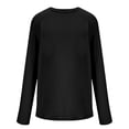 thumbnail image 3 of DuoJiaJ Womens Long Sleeve Top, Crew Neck Solid Color Sun Athletic Top Black L, 3 of 5