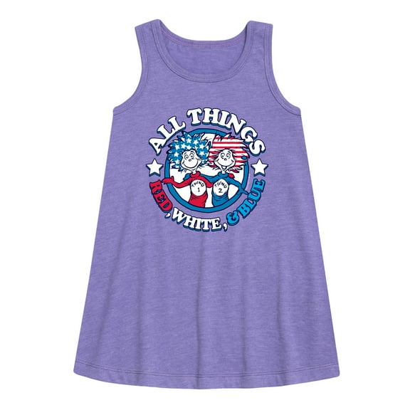 Dr.Seuss - All Things Red, White and Blue - Toddler and Youth Girls A-line Dress