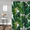 thumbnail image 2 of Orinice Tropical theme shower curtain set, green bathroom set, banana leaf decoration 69x72, 2 of 7