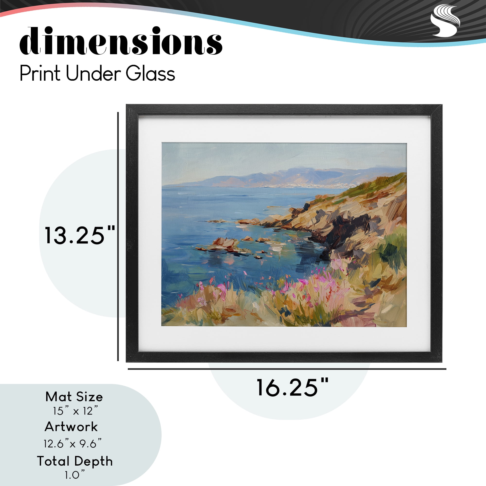 Stupell Industries Where Mountains Meet Sea Black Framed Print Under Glass, design by Svetlana Aleynikova