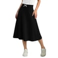 thumbnail image 4 of BRGZLK Kids Girls A Line Skirt Solid Color High Waist Bow Casual Comfortable Elastic Waist Skirt Knee Length Athletic Skirts Black 5-6 Years, 4 of 7