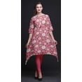 thumbnail image 5 of Bimba Pink Leaves & Flower Floral Printed Tops For Women Asymmetric Kurti Summer Dress For Girls XXX-Large, 5 of 6