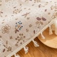 thumbnail image 2 of Xiao Hua 1 mantel pequeño de estilo campestre fresco con estampado de diente de león gris, juego de mesa de centro para el hogar, encaje con borlas 260 * 140 cm, 2 of 5