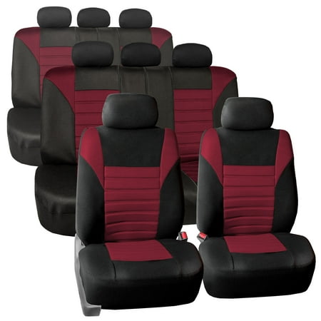 Burgundy 3 Seat - 3 Row 8 Seaters SUV Seat Covers for Auto 3D Mesh Burgundy Black Full 3 Row Covers Set For SUV Van