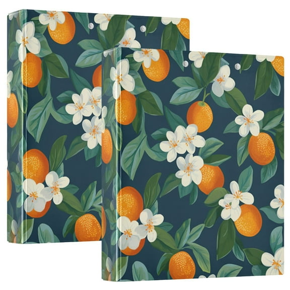 FORMRS 3 Ring Binder 1.5 inch with Pockets Set of 2 Clip Board 200 Sheets Capacity, Orange Fruit