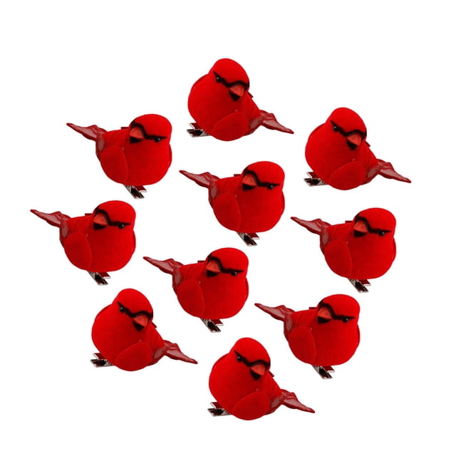 Bearachild 10 piezas árbol de Navidad pájaro rojo Festival ornamento decoraciones navideñas DIY cardenales Clip ornamento guirnalda Decoración Kits de decoración para fiestas