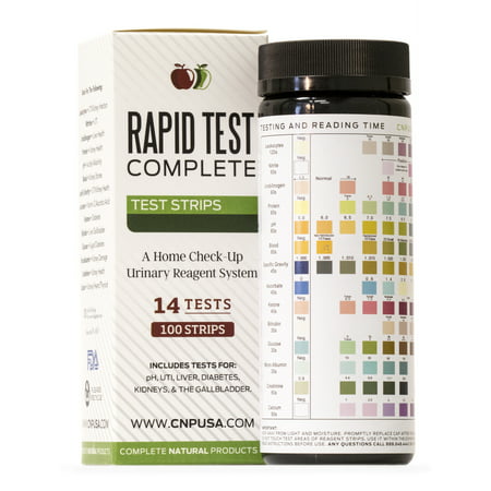 Rapid Test Complete - Urinalysis Test Strips 100 Tests UTI Strips, Kidney, Gallbladder, pH, Glucose, and Liver