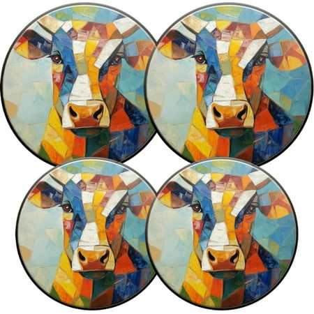

Electric Stove Burner Covers 4 Pcs Round Gas Burner Cover 8 and 10 Inch Geometric - colored Cow Portrait