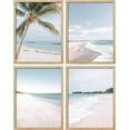 thumbnail image 3 of PixonSign Framed Wall Art, White Beach Shore Tropical Palm Tree Island Posters, Set of 4 Landscape Colorful Wall Decor Prints, Nature Seaside Wall Décor for Living Room, Bedroom - 11"x14" Natural, 3 of 5