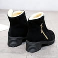 thumbnail image 6 of Bnwani Women Boots Fashion Toe Square Zipper Mid-Heel Thick High Mid-Calf Velvet Solid Boot Black Size 5, 6 of 9