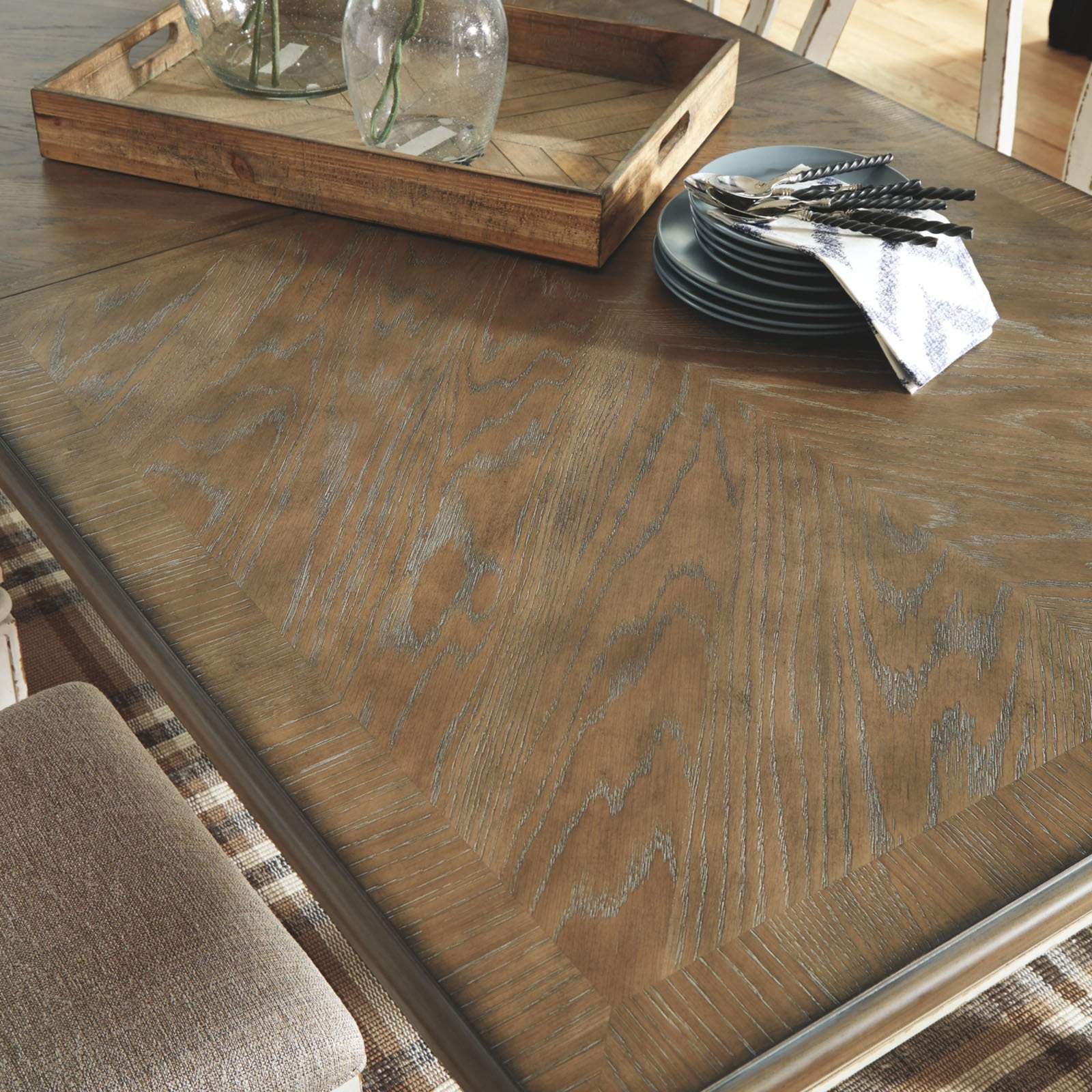 Signature Design by Ashley Realyn 96" Extendable Dining Table in Chipped White
