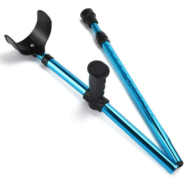 Muletas de antebrazo para adultos, bastón plegable portátil para caminar, muleta de bastón telescópica ajustable para personas mayores discapacitadas (paquete de 1/azul)