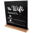 thumbnail image 2 of Letrero de contraseña WiFi de madera para mesa, con base de madera, ideal para decoración de centros de mesa de hotel, oficina y hogar., 2 of 7