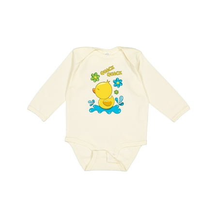 

Inktastic Quack Quack Cute Duckling with Flowers Gift Baby Boy or Baby Girl Long Sleeve Bodysuit