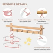 Nbpower Baby Hangers 50 Pack, 11-14 Extendable Kids Hangers, Non-Slip Baby Hangers for Closet, Plastic Kid Hangers with Windproof Buckle, Baby Clothes Hangers for Pants Shirts Outfit Onesie, Pink
