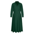thumbnail image 2 of Dadaria Fall Casual Dresses for Women 2022 Women's Fashion Turndown Collar Loose Cotton Linen Long Sleeve Tightness High Waist Dress Green L,Women, 2 of 6
