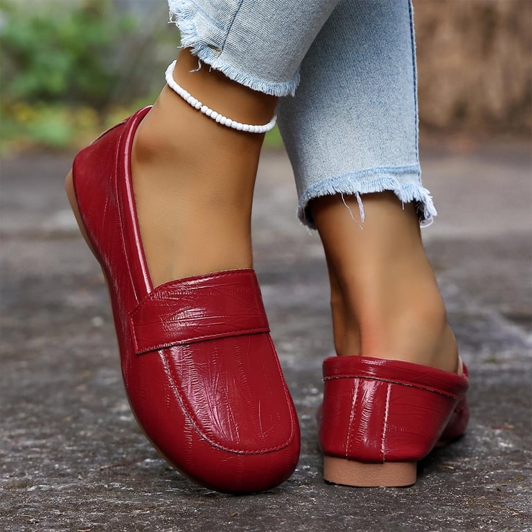 Viluyesy Womens Patent Leather Loafers, Slip-On Comfortable Round