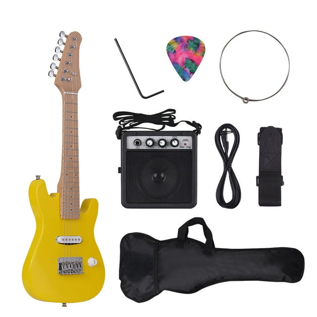 28 Inch Kids Children ST Electric Guitar Kit Maple Neck Paulownia Body with Mini Amplifier Guitar Bag Strap Pick String Audio Cable Right-Handed Style