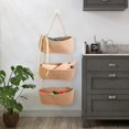 thumbnail image 4 of JOYWEI3-Tier Woven Hanging Basket, Hanging Kitchen Baskets, Fruit and Vegetable Storage Organizer, Magazine Racks, Decorative Wall Hanging Basket, Brown, 4 of 7