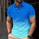 thumbnail image 2 of Camisa Casual de Impresión de Gradiente de los Hombres, Top de Solapa de Manga Corta en Tela de Malla Ligera para el Aire Libre Y el Ocio, Blusa de Suéter Elegante, 2 of 9