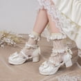thumbnail image 5 of SACFOF Women Lolita Kawaii Shoes Chunky Heel Mary Janes Ankle Strap Lace Pumps Bow Cute Block Heel Rockabilly Shoes, 5 of 6