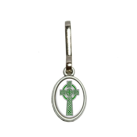 Celtic Christian Cross Irish Ireland Scotland Scottish Oval Zipper Pull