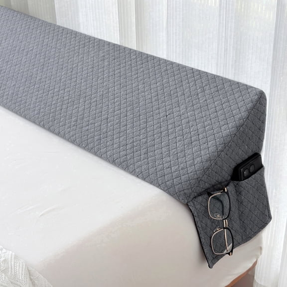 Mattress Wedge Pillow, Back Support Pillow for Reading, Bed Gap Filler to Fill the Space Between Bed End and Wall(Gray-Short)