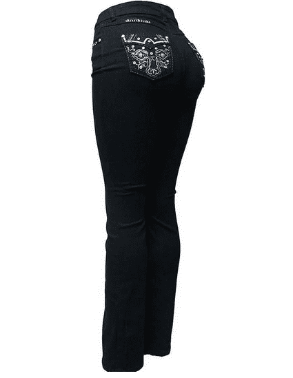Jack David H&Y Rhinestone Studded Denim Bootcut Flap Pocket