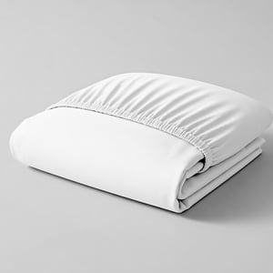 Color Sense 100% Cotton Percale Twin Fitted Sheet, White