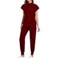 thumbnail image 2 of Ensemble de Chemise d'Uniforme d'Infirmière pour Femmes, Haut à Manches Courtes et Col Rond avec Pantalon Assorti, Tissu en Polyester, Ajustement Doux et Confortable, Tenue de Travail Décontractée, Tenue d'Été, 2 of 6