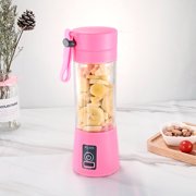 Rechargeable Juicer, Household Juice Cup, Outdoor Portable Cup, Portable Juice Cup, Electric Two-Leaf Juicer(Pink)