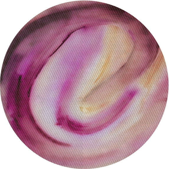 Ahgly Company Machine Washable Indoor Round Transitional Pink Daisy Pink Area Rugs, 5' Round