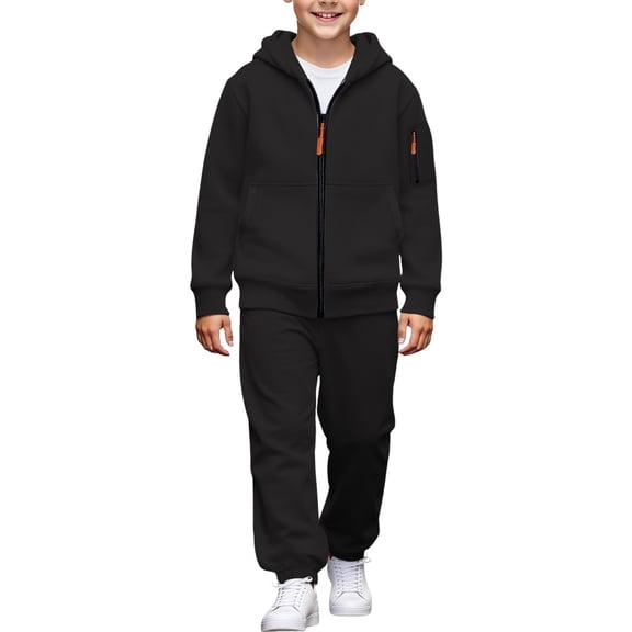 OGLCCG Boys Outfit Sets,Boys Fleece Jogger Set,Cozy Soft Full Zip Hoodie and Sweatpants,2 Piece Sweat Suits,Size 8