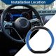 thumbnail image 3 of Cubierta de volante de cuero artificial PU Unique Bargains, protector de volante de coche de 14.96" en patrón de fibra de carbono negro y azul, 1 pieza, 3 of 6