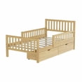 thumbnail image 4 of Cama de plataforma de madera de tamaño doble con barandillas en ambos lados y dos cajones de almacenamiento, 4 of 5