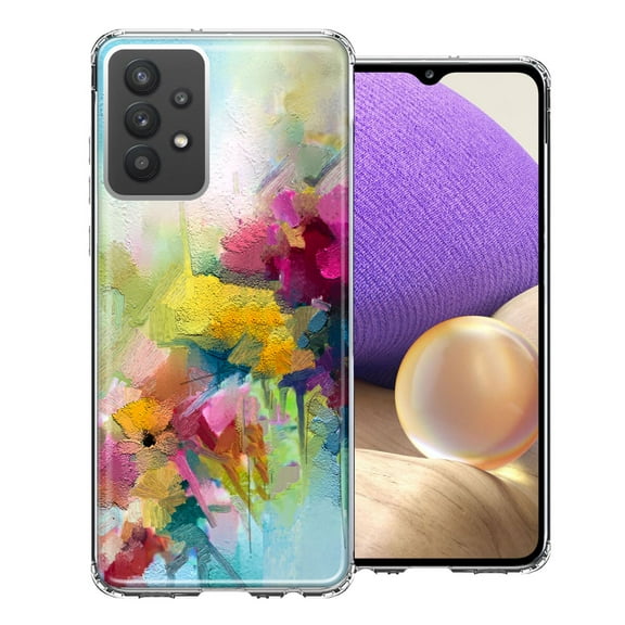 MUNDAZE Case For Samsung Galaxy A32 Watercolor Flowers Abstract Spring Colorful Floral Painting Phone Cover