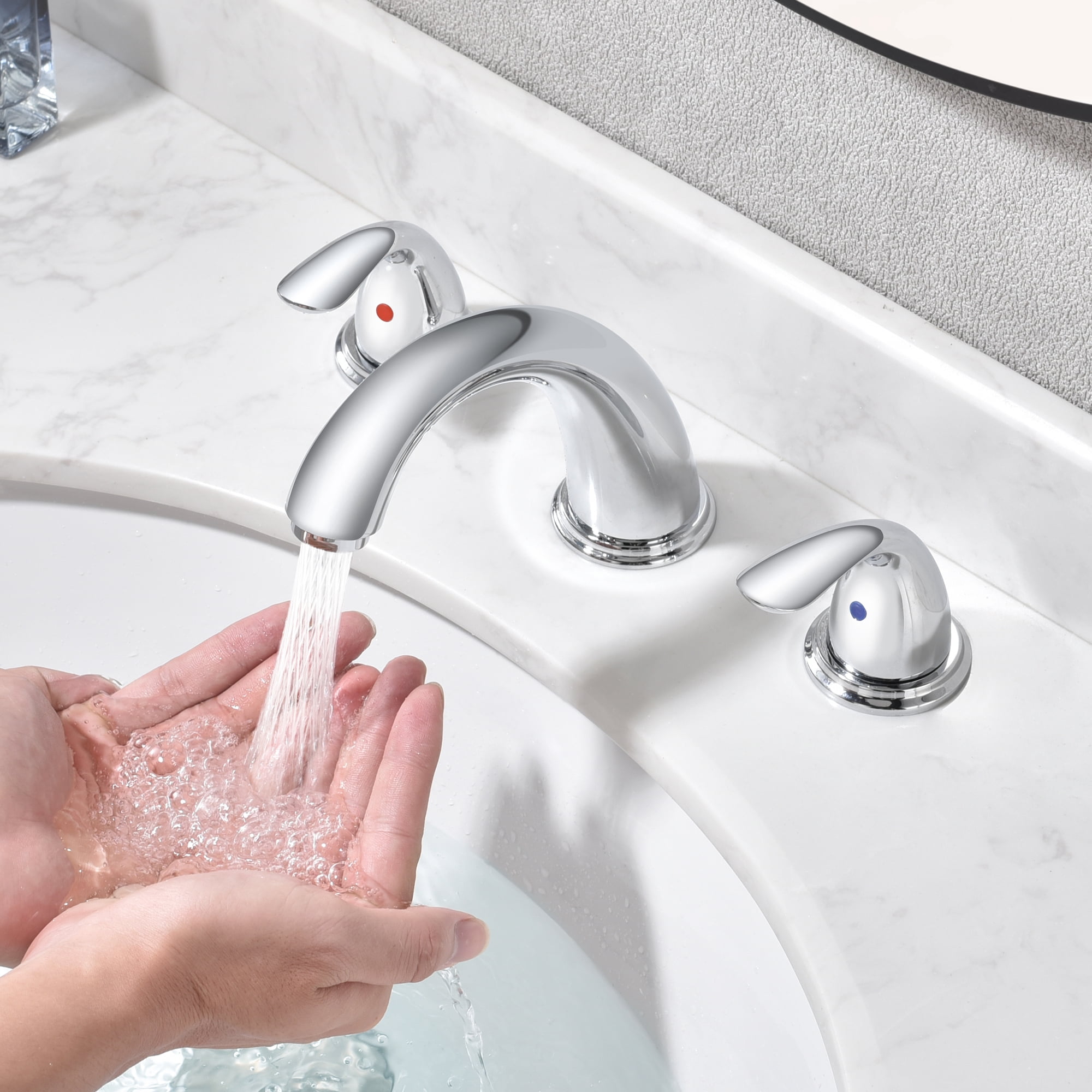 sumerain 8 Inch Widespread Bathroom Faucet Double Handle 3-Hole Bathroom Sink Faucet,Chrome