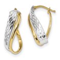 thumbnail image 1 of 14k Yellow and White Gold Two-Tone Diamond Cut and Polished Earrings Length 25.3mm, 1 of 2