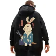 thumbnail image 4 of Samurai Cat Printed Men's Hooded Sweatshirts Japanese Element Graphic Pullover Autumn Keep Warm Essentials Hoodie Oversized Coat, 4 of 6