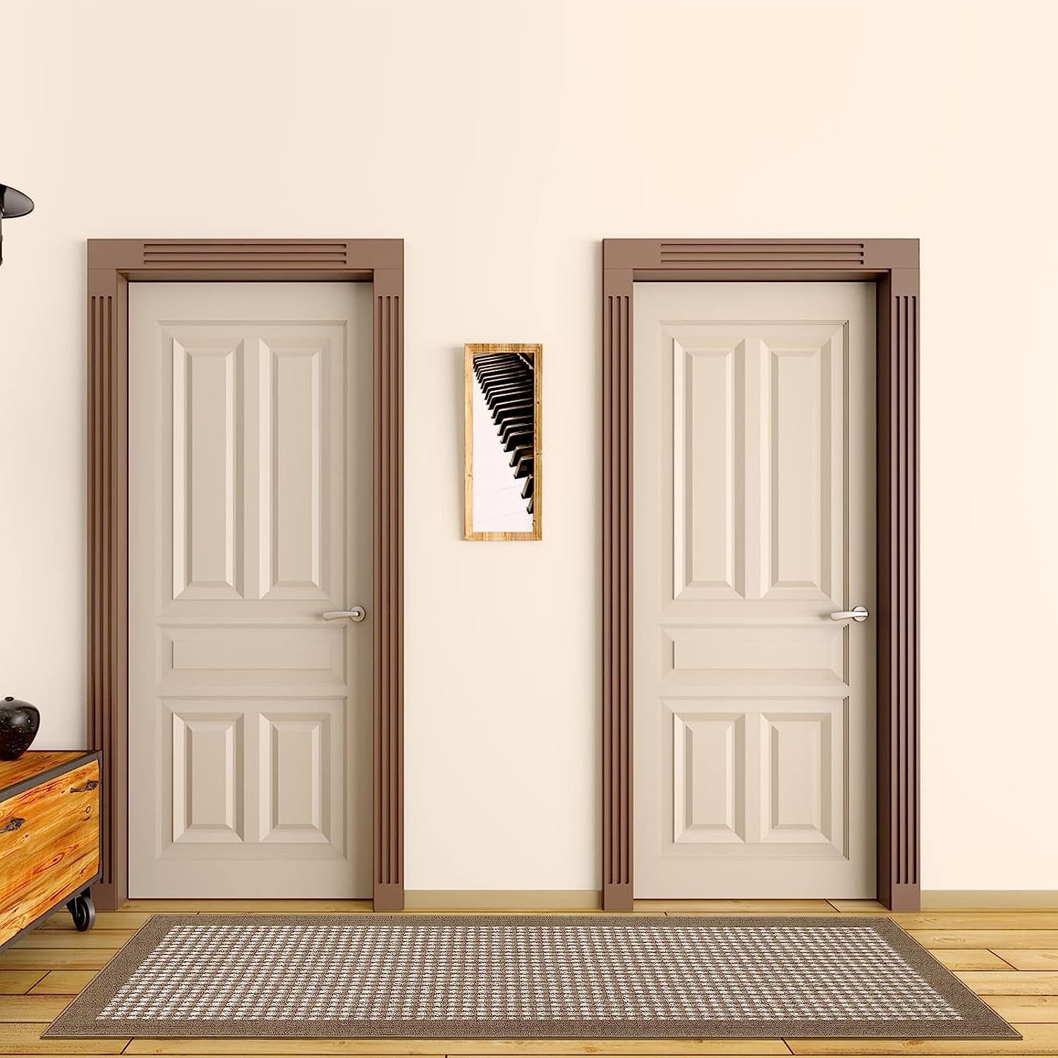 Findosom 2'x6' Hallway Runner Rug Non Slip Entryway Mat with Rubber Backing Machine Washable Laundry Runner Rug Long Indoor Doormat Entrance Floor Mat Runner for Garage Kitchen Laundry Brown