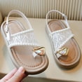 thumbnail image 6 of Girls Dress Sandals Pearl Heart Embellished Adjustable Strap Non-Slip Rubber Sole Shoes - Beige,Size 3.5 M, 6 of 6