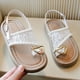 thumbnail image 5 of Sandalias de Vestido de Niña Pequeña Glitter Brillante Y Estrella Cómodas Correas Ajustables de Apertura Seguras Sandalias Planas No Solas con Correas de Tobillo, 5 of 6