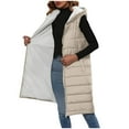 thumbnail image 4 of MaFYtyTPR Women's Long Puffer Vest Outerwear Casual Winter Warm Padded DownTwo-way Zipper Sleeveless Puffy Coat With Pockets Khaki S, 4 of 5