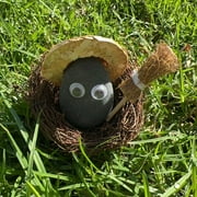 Christmas Gift Pebble Pet Rock Nest with Decorative Grass, Novelty Gift for Yourself, Kids, Friends and Family