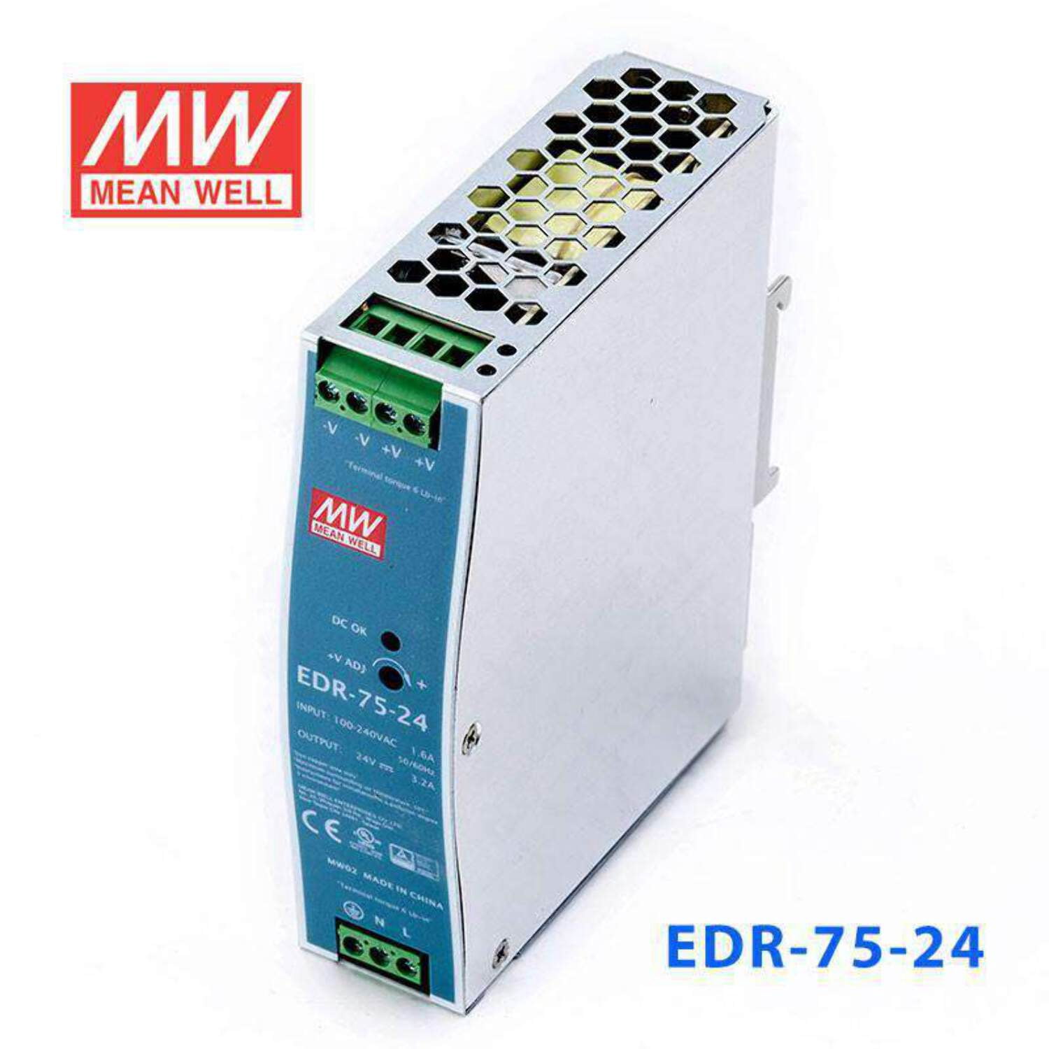 Mean Well EDR-75-24 Single Output Industrial Power Supply 75W 24V - DIN Rail