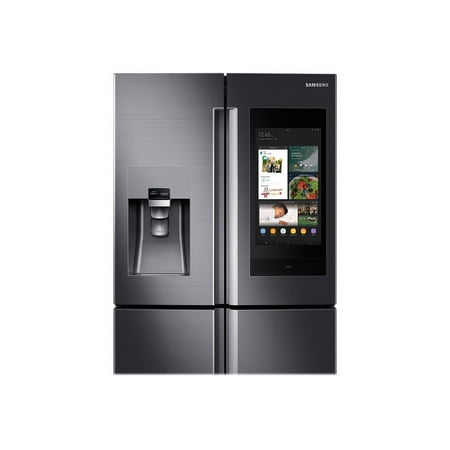 Samsung - Family Hub 28 Cu. Ft. 4-Door Flex French Door  Fingerprint Resistant Refrigerator - Black stainless steel