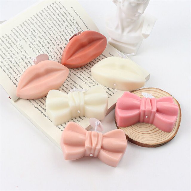 DIY Bow-knot and Mouth Epoxy Silicone Candle Mould Bow Tie Gypsum Candle Making Resin Mould Handmade Cake Mousse Decorationsingle mouthUnited States He Qiyong unisex